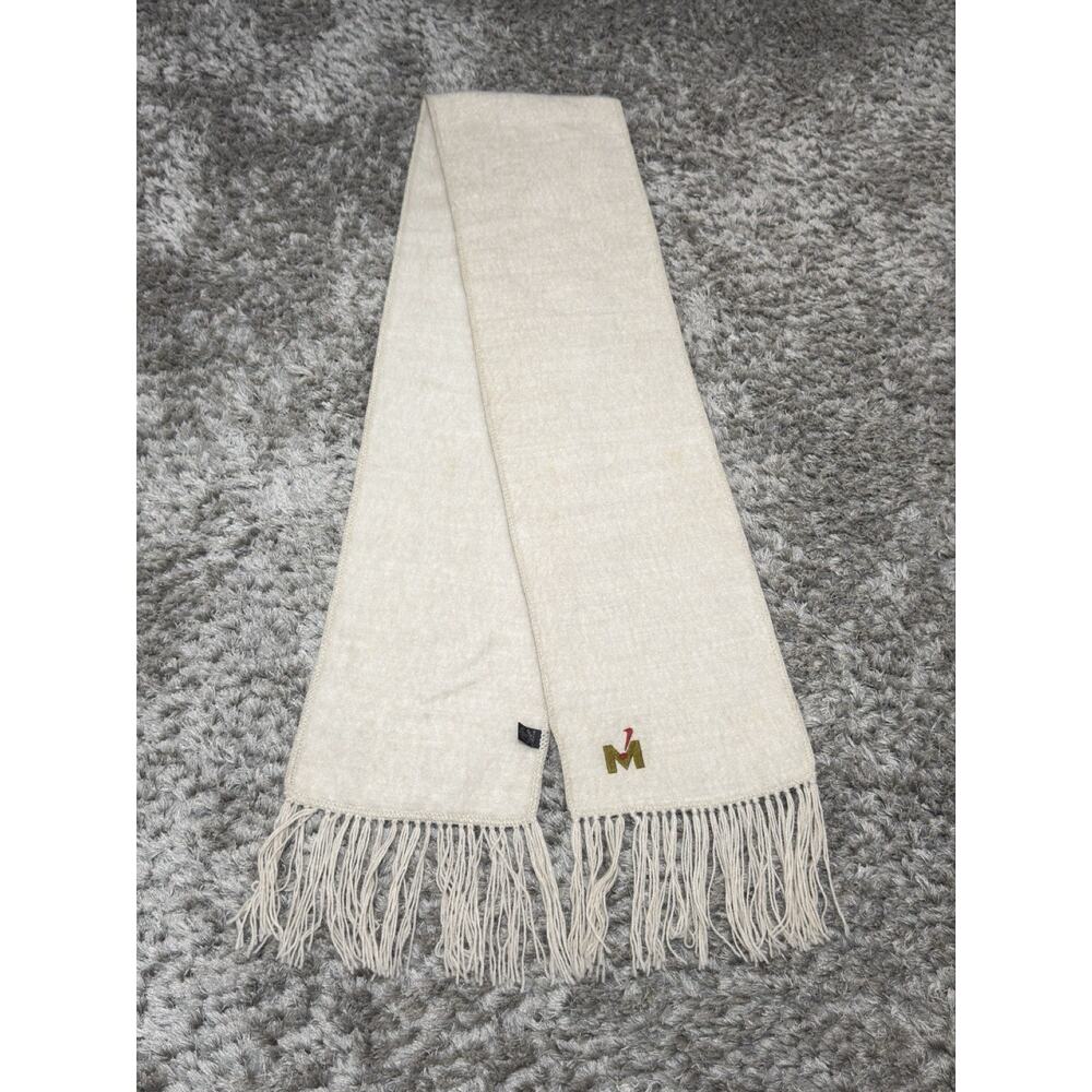 Alpaca Camargo Rectangular Scarf Beige Fuzzy Fringe Made In Peru Unisex 69x8
